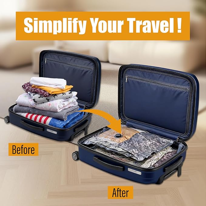 Rechargeable Wireless Pump Travel Vacuum Bags, 10 Pack Portable Storage Bags for Travel and Home, Compression Packing Seal for Clothing, Clothes, Blankets, Luggage, Suitcase