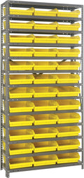 Quantum Storage Systems 1875-110YL Steel Shelving Unit with 4" Shelf Bins, 18" D x 36" W x 75" H, Yellow