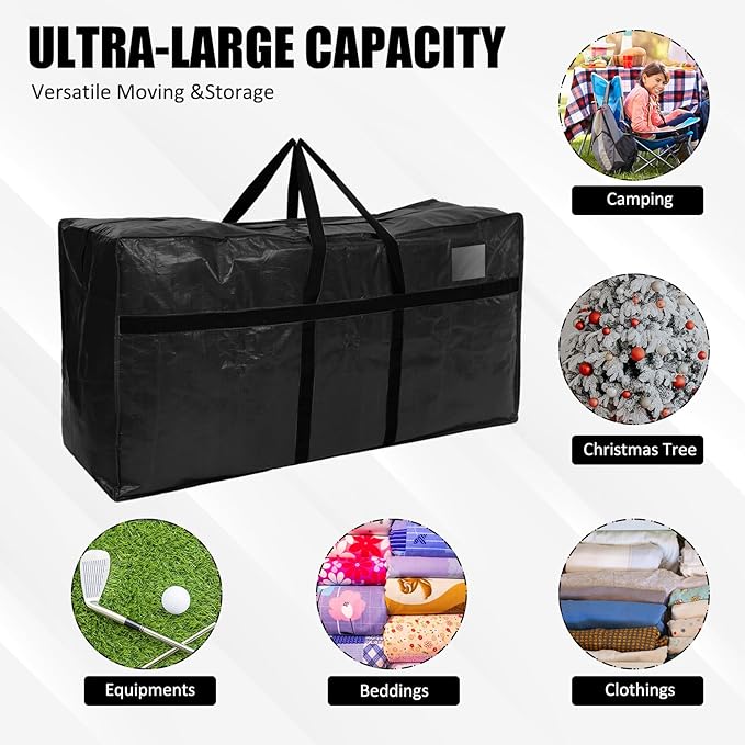 Windyun 4 Pack 69 Gallon Extra Large Moving Bags XXL Heavy Duty Storage Bag with Strong Zipper Handle Jumbo Big Tote Box Foldable for College Dorm Travel Clothes Duffle Blanket Pillow(Black)