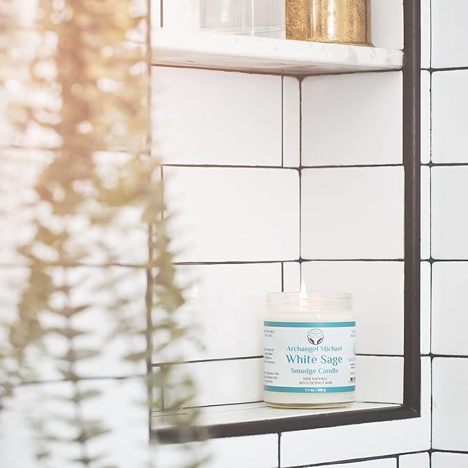 White Sage Candles for Cleansing House Chakra Healing | Energy Cleansing Smudge Candle | Natural Aromatherapy Candle | Sage for Cleansing House Negative Energy (7 oz) (White Sage)