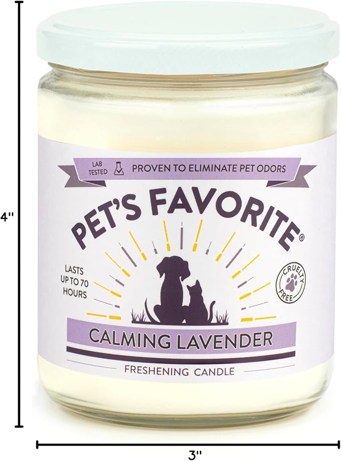Pet's Favorite Pet Odor Candle, Clean Burning, Long Lasting Scented Candles with a Cotton Wick. (Calming Lavender/French Vanilla, Pack of 2)