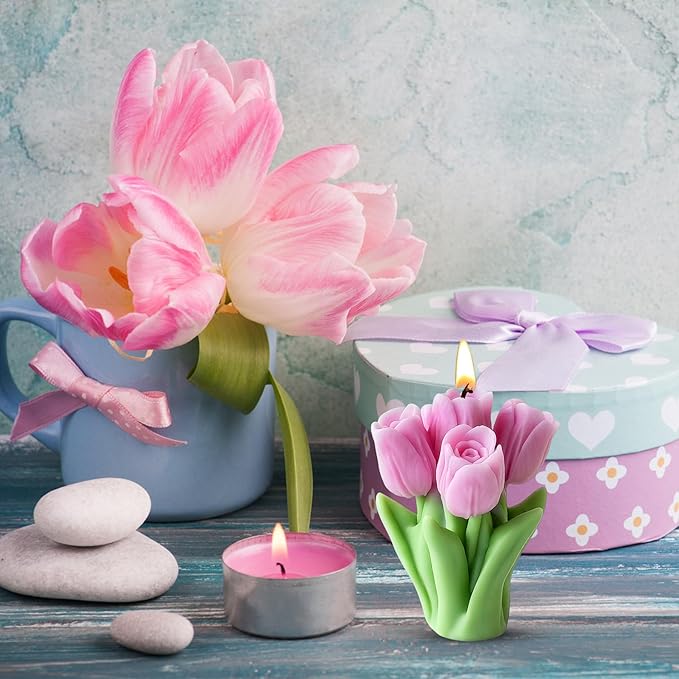 Tulip Candle Silicone Molds Resin Casting Mould for for DIY Flower Candles Polymer Clay Craft Plaster Home Decoration