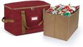 Covermates Keepsakes Adjustable Ornament Storage Bag – Heavy-Duty Polyester, Padded Dividers & FlexGrid Trays – Protective Holiday Ornament Organizer with Handles & Label Window, Red