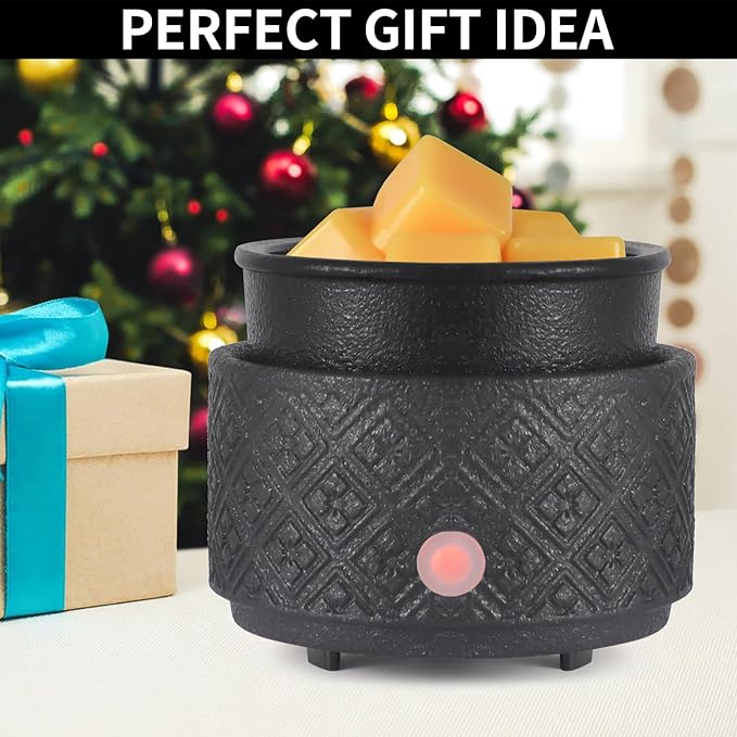 MOCOSA Wax Melt Warmer for Scented Wax,3-in-1Ceramic Wax Warmer Fragrances Candle Oils, Home Fragrance Burner,Electric Candle Warmer for Mom Women(Black)