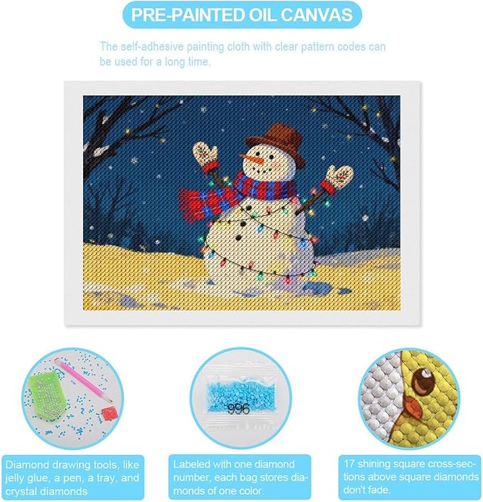 AIVKIEJK Diamond Painting Kits for Adults - Christmas Winter Snowman & Twinkling Painting DIY 5D Full Drill Diamond Dots Paintings with Diamonds Gem Art and Crafts Home Decor 8"x12"