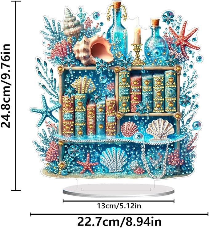 ARTopet DIY Diamond Desktop Ornament PET Irregular Shape Special Shaped Crystal Double Sided Pattern Single Sided Diamond Art Painting Tabletop Home Ornaments Decor (Bookshelf02)