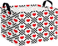 Valentine's Day Basket for Gifts Empty Cute Heart Large Gift Basket Decorative Storage Bin for Kid and Baby Room Décor (Black and White Checkered Heart)