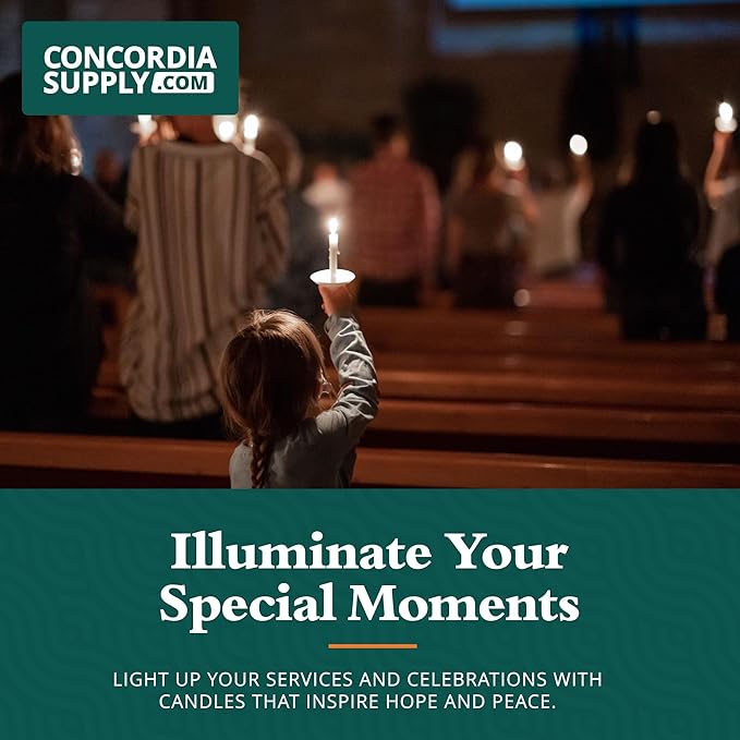 Concordia Supply Church Candles for Candlelight Service Vigil - 4.25" x 1/2" Bulk White Candles for Memorial, Congregational, Shabbat, Wedding, Communion, Baptism & Christmas Ceremonies - Box of 250