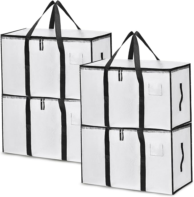 1Pack Large Moving Bags with Zippers & Carrying Handles, Heavy Duty Storage Tote Moving Boxes ，Space Saving (Clear, 1 Pack)
