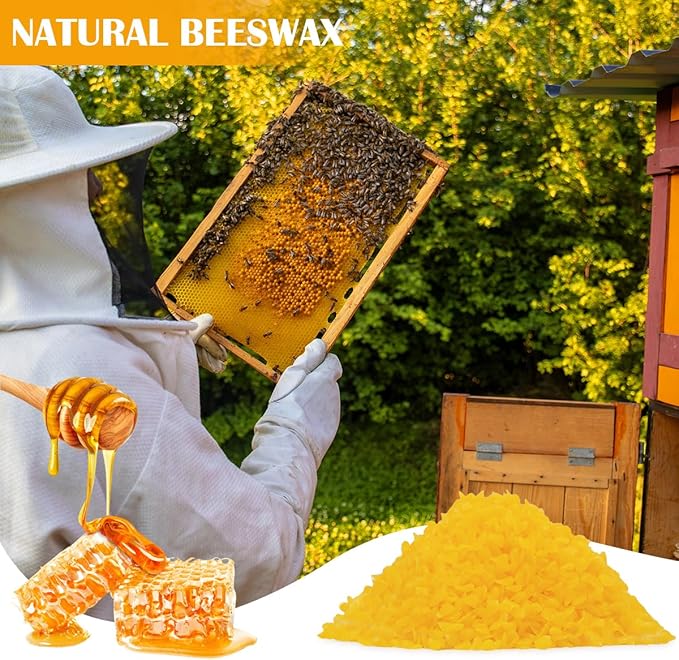 Yellow Natural Beeswax Pellets 8LB, Organic Beeswax, Beeswax for Candle Making, Body, Skin Care DIY, Lip Balm, Soap and Lotion Making Supplies