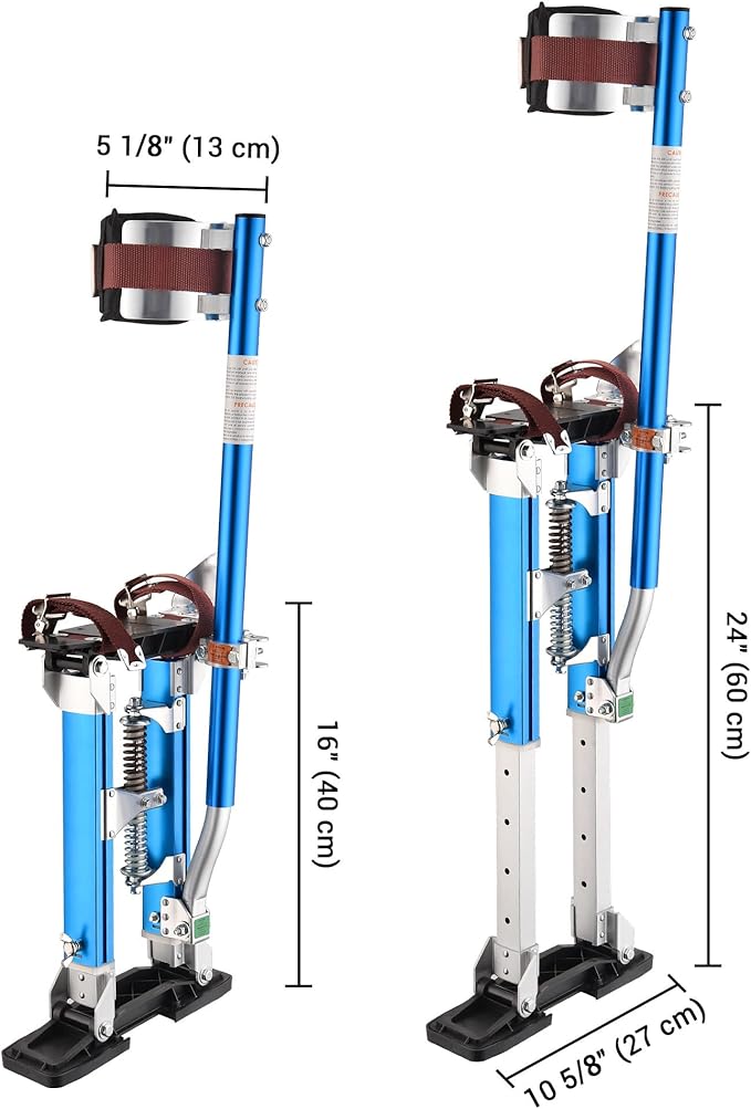 Yescom Drywall Stilts 16" - 24" Adjustable Aluminum Drywall Tools with Comfort Leg Pads for Sheetrock Painting Parade Costume Cleaning String Light Decor - Blue