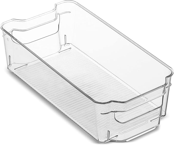 Set Of 10 Refrigerator Organizer Bins - 5 Wide and 5 Narrow Stackable Fridge Organizers for Freezer, Kitchen, Countertops, Cabinets - Clear Plastic Pantry Storage Rack