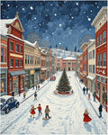 EnLvYY Paint by Numbers for Adults 16x20 Inch, DIY Acrylic Winter Town Street Scene with Christmas Tree, Unframed Canvas Painting Kit for Beginners, Relaxing Wall Decor Art, Gift for Adults