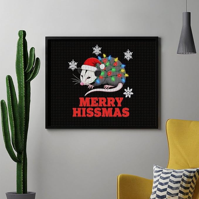 AIVKIEJK Diamond Painting Kits for Adults - Christmas Possum Merry Hissmas Painting DIY 5D Full Drill Diamond Dots Paintings with Diamonds Gem Art and Crafts Home Decor 16"x20"