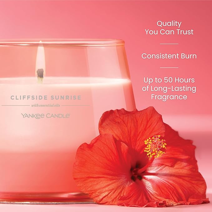 Yankee Candle Studio Scented Candle with up to 50 Hour Burn Time, Premium Plant Wax Blend for Consistent Burn, 10 oz Jar Candle with Room Filling Fragrance, Cliffside Sunrise