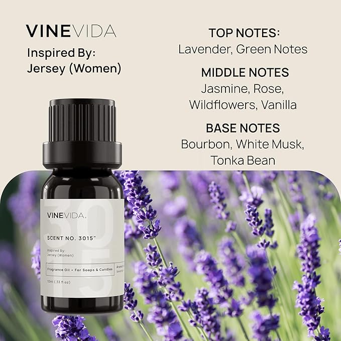 VINEVIDA Scent NO. 3015 Fragrance Oil - 10mL - Inspired by: Jersey (Women); Candle Fragrance Oil for Soy Candles - Soap Making Scents