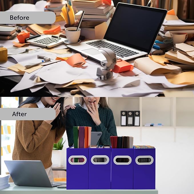 Hanging File Organizer, Cardboard File Folder Organizer for Letter Size, Desk Documents Storage Box, Portable File Folder Holder Boxes for Office, Home, School, Only Box.(2 Packs)
