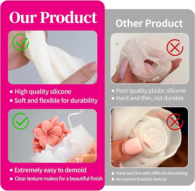 2Pcs Plumeria Silicone Candle Flower Wax Mold Silicone for Candles Resin Making Molds Moldes De Silicona para Hacer Velas Artesanales De Silicona,for Making Mothers Day Gifts for Mom Daughter