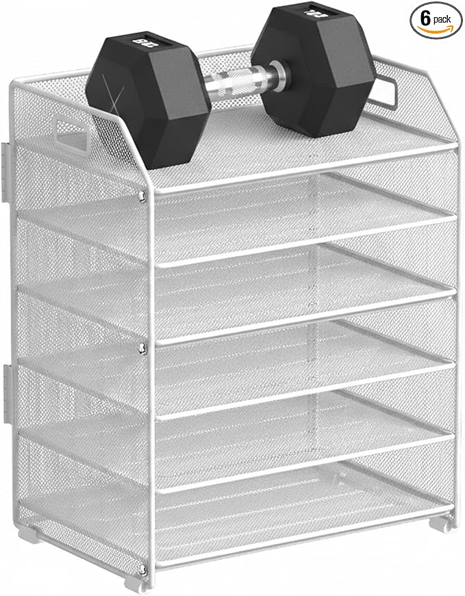 6 Tier Desk Organizer, Heavy-Duty Thick Metal Letter Tray Organizer, Large Capacity Desktop File Organizer for Heavy Files, Easy to Assemble for Home, Office & Classroom,Black,White