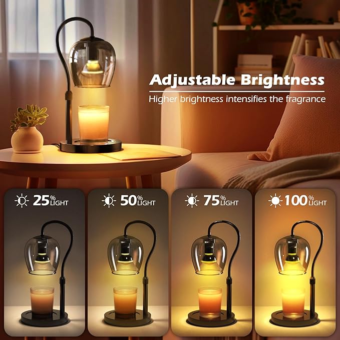 Candle Warmer Lamp with Timer & Dimmable 4-Level Brightness - Adjustable Height,for New Home Bedroom, Gifts for Women