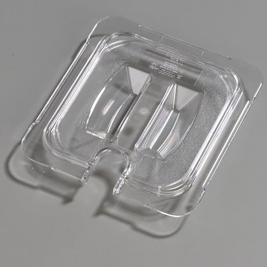 Carlisle FoodService Products Storplus 1/4 Size Notched Universal Food Pan Lid with Molded Handle for Catering, Buffets, and Restaurants, Polycarbonate, Clear, (Pack of 6)