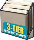 1InTheOffice 3 Tiers File Folder Organizer, Desk Sorter, Black Mesh