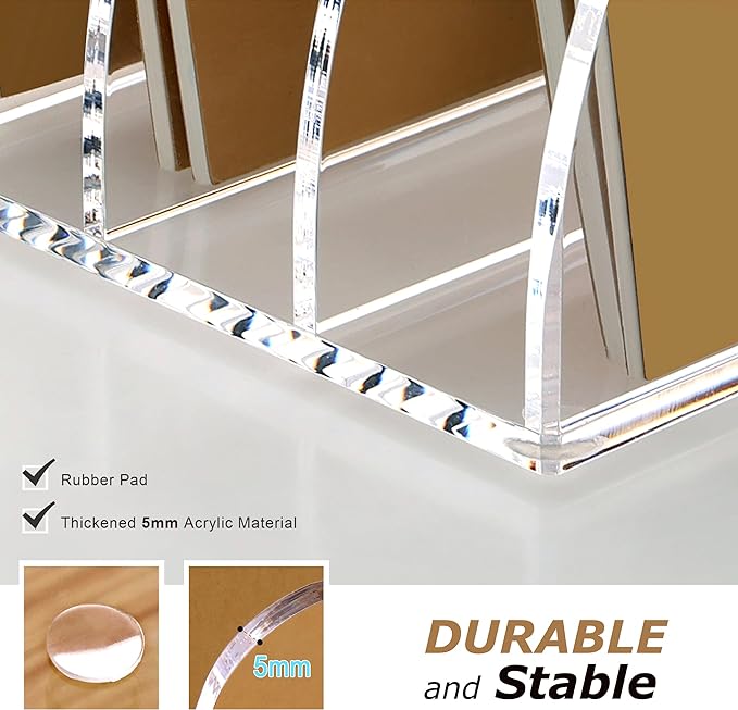 SANRUI Acrylic Desk Magazine File Organizer, 4 Vertical Compartments Clear Document Sorter Organizer Holder Workspace Sorters, Folder Rack for Office Accessories Organization Storage, B5 Size