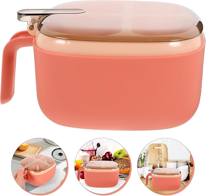 Pink Spice Box with 4 Compartments, Reusable Plastic Condiment Container with Lid, Compact Desktop Seasoning Storage for Kitchen Salt Sugar Pepper