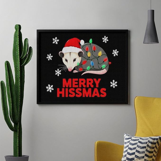 AIVKIEJK Diamond Painting Kits for Adults - Christmas Possum Merry Hissmas Painting DIY 5D Full Drill Diamond Dots Paintings with Diamonds Gem Art and Crafts Home Decor 16"x20"