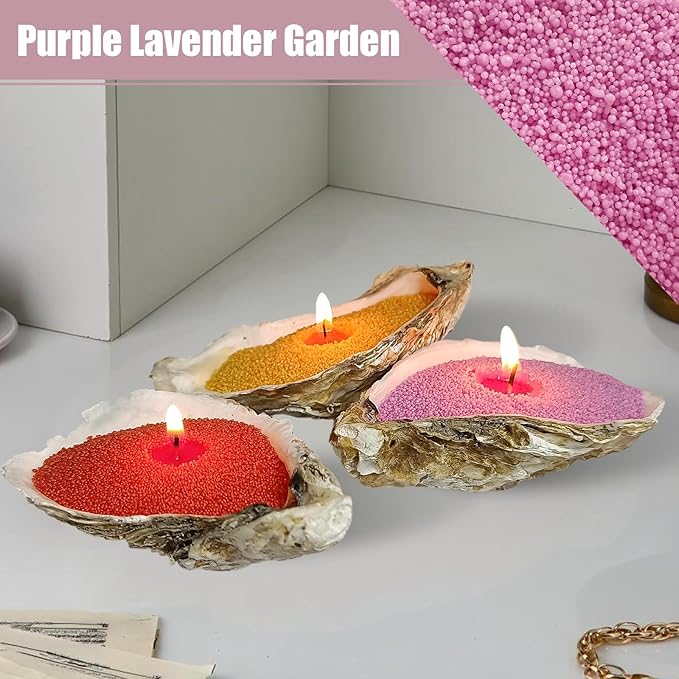Lavender Garden Scented Granula Pearled Candle 18oz(1.1lb)–MANNYCOM Purple Refillable Candles with 30 Cotton Wicks Long-Lasting Sand Wax Non-Toxic - Perfect for Home Decorative DIY