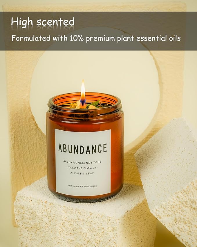 Natural Crystal Candle,Abundance, Crystal Ritual, Spiritual, Money Prosperity, Candle Spell.(Abundance)