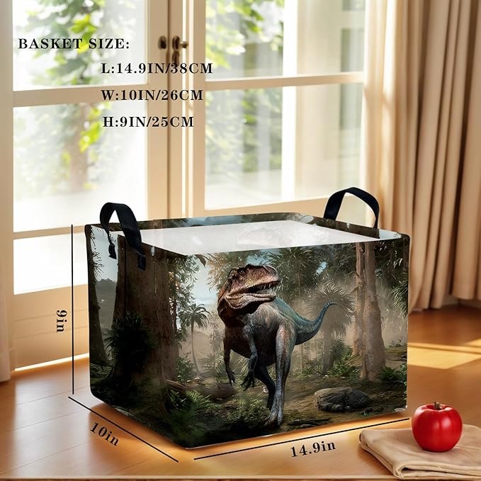Cute 3D Dinosaur Kid Storage Basket Trendy Toy Box, Baby Laundry Hamper, & Clothes Organizer Fantastic Boy Gift & Nursery Bin for Modern Bedrooms (Tyrannosaurus Rex)