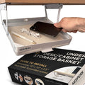 Keepers - Organizer for Home, Kitchen, Bathroom, RV, Small Spaces - Storage Organizers - Compact Metal Basket - Under Cabinet Holder - Easy Install - Holds Strong - Fits in 11x10x2in - White