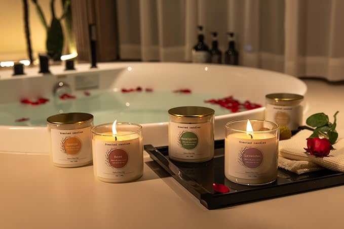 Lavender Scented Candle – 100% Natural Soy Wax, Cotton Wick, Odor Eliminating, Calming Herbal Aroma, 12oz, 60 Hour Burn, White – Ideal for Home Decor, Spa, Bath, Parties & Gifts