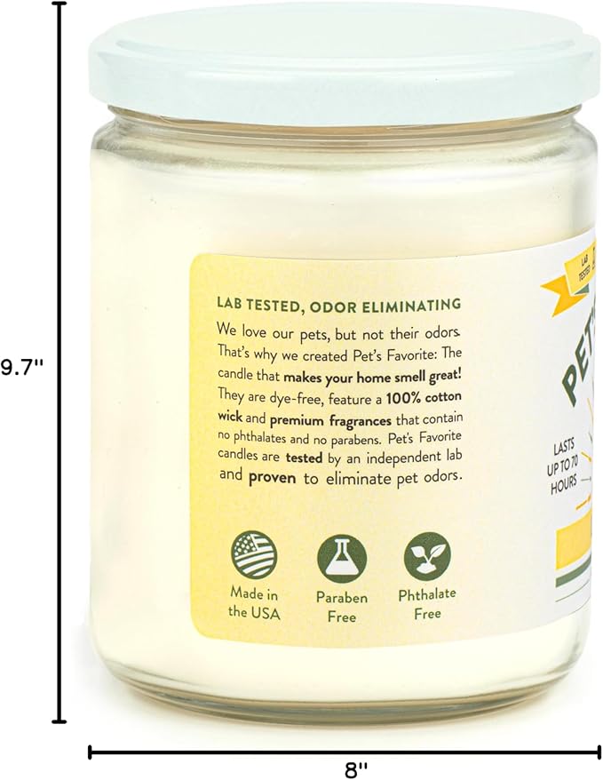 Pet's Favorite Pet Friendly Candles with a Natural Fiber Wick, Clean Burning Long Lasting with a 70 Hour Burn Time, Lemon Zest Pack of 2