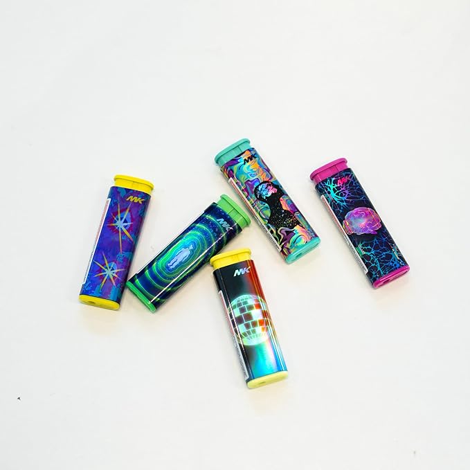 MK Wind Proof Jet Flame Lighters, 5PCS Striking Design, Ideal as Lighters for Candle, Camping, Outdoor use, Butane Refillable Lighter (Emotion-5PC)