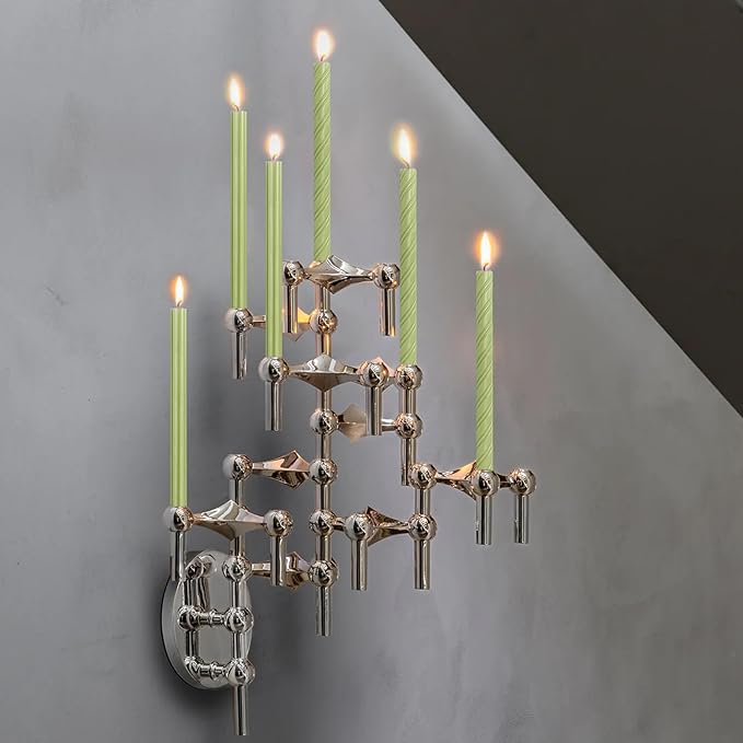 Dripless Unscented Grass Green Spiral Taper Candles Smokeless Long Lasting Burn 10 Inch Roman Column Candlesticks for Home Décor,Set of 6