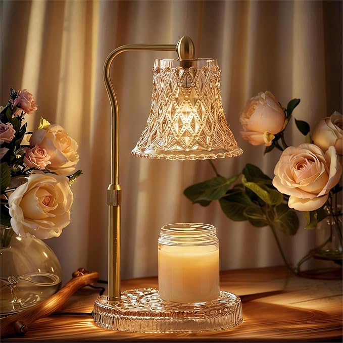 Candle Warmer Lamp with Timer, Candle Warmer Lamp with Timer Dimmable, Wax Melt Warmer with 2 Bulbs for Scented Jar, House Warming Gifts New Home Room Decor