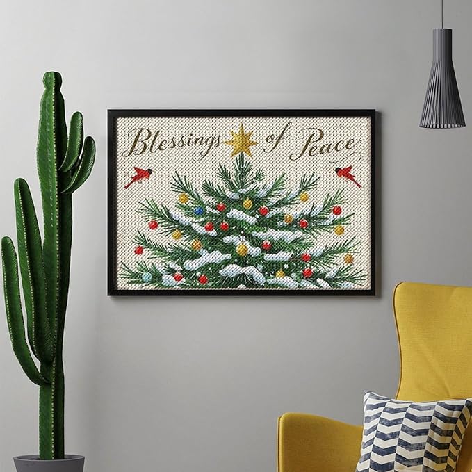 Diamond Painting Kits for Adults - Christmas Snowy Pine & Inspirational Blessings of Peace Painting DIY 5D Full Drill Diamond Dots Paintings with Diamonds Gem Art And Crafts Home Decor 8"x12"