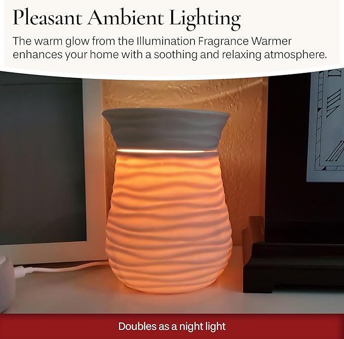 Candle Warmers ETC. Illumination Fragrance Warmer- Light-Up Warmer for Warming Scented Candle Wax Melts and Tarts or to Freshen Room, White Harmony