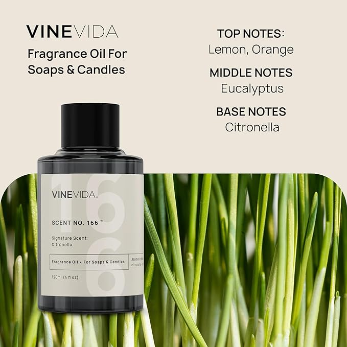 VINEVIDA [4 oz] Citronella; Fragrance Oil for Candle Making and Soap Making - Premium Candle Scents for Soy Candles