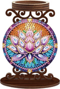 Diamond Painting Candle Plate Diameter 5cm Candle Holder Paint by Numbers Kit Sticks Holder Decor for Pillar Scented Flameless Ball Candles Candle Stand for Table Centerpiece Mandala