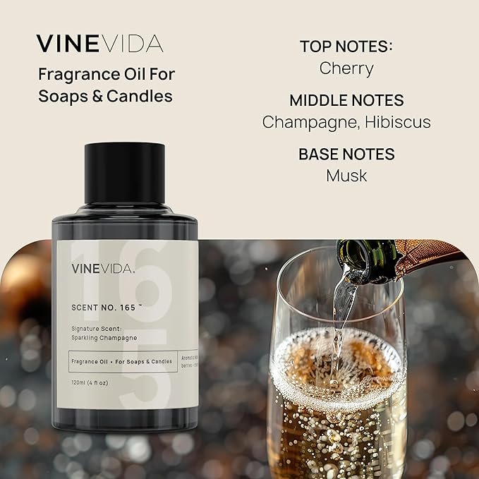 VINEVIDA [4 oz] Sparkling Champagne; Fragrance Oil for Candle Making and Soap Making - Premium Candle Scents for Soy Candles