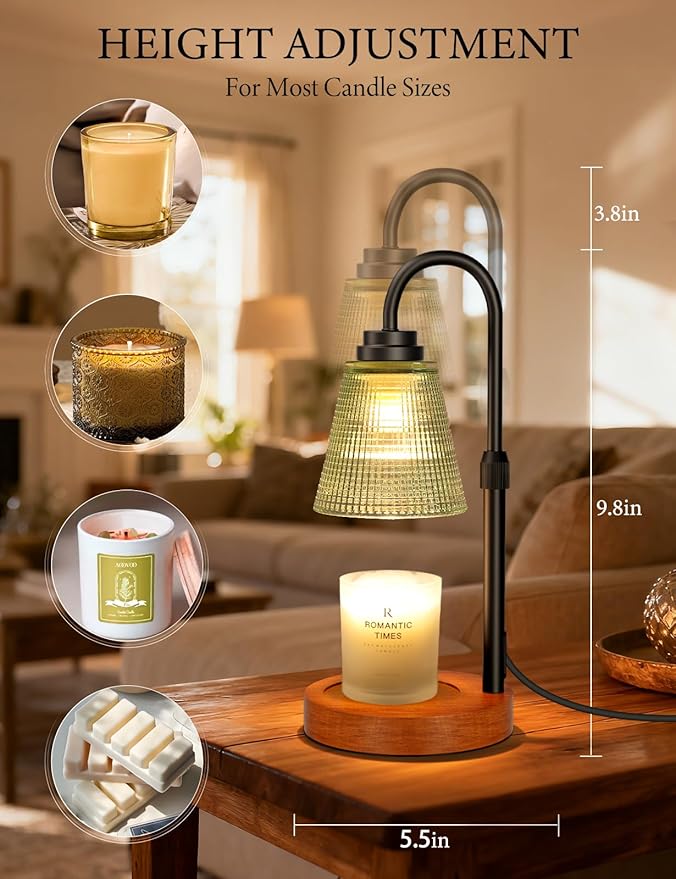 Candle Warmer Lamp with Timer Dimmable, Adjustable Height Wax Melts Warmer for Jar Candles, Housewarming, Birthday, for Women and Mom, Home Decor