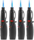 Samniu 4 Pack of Butane Torch Lighter, Windproof & Refillable, Adjustable Jet Flame Lighters with Safety Lock for Candle, Grill, Stove, Firework (NO Gas)