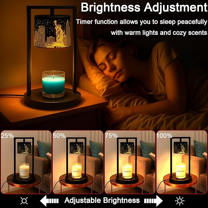 Candle Warmer Lamp with Timer Wax Melt Warmer for Scented Jar Candles Candle Lamp Warmer Gifts for Mom Christmas Gift, House Warming Gifts New Home Office Dorm Room Fall Decor (Statue of Liberty)