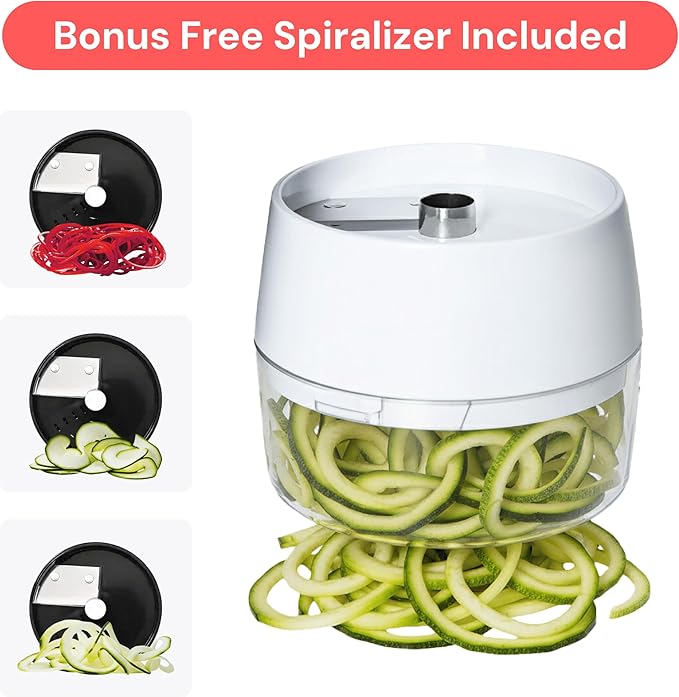 Fullstar All-in-1 Vegetable Chopper and Mandoline Slicer for Kitchen - Cheese Grater, French Fry Cutter, Cheese Slicer - Bonus Handheld Spiralizer Included (6 in 1, Stainless Steel)