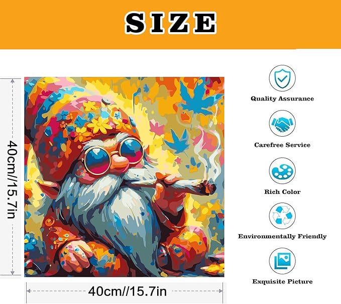 Meothan Paint by Numbers for Adults Gnome Paint by Numbers Kits for Beginner, DIY Acrylic Paint by Number on Canvas Easy Gnomes Paint by Numbers for Adults Home Wall Decor 16X16 Inch Without Frame