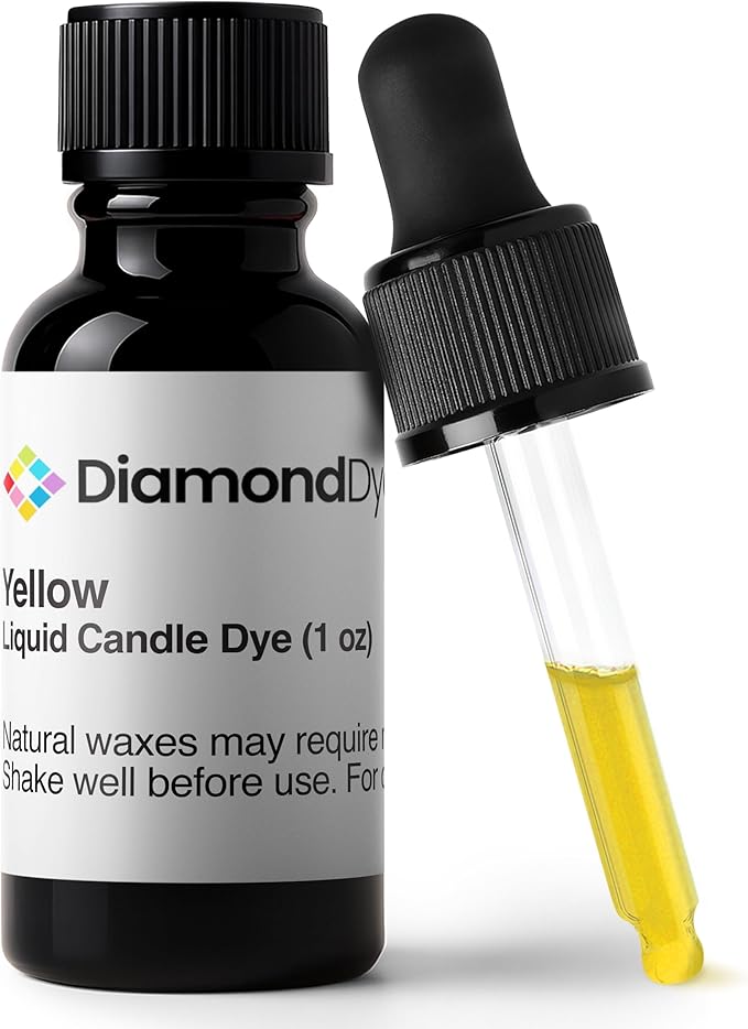 Yellow Liquid Candle Dye (1 oz) - Made in the USA - Safe and Easy to Use - Pure and Simple Ingredients - Candle Making Supplies for Soy, Paraffin, Palm or Gel Wax - 10 Vibrant Colors to Choose from