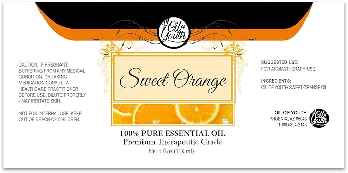 Oil of Youth Essential Oils 4oz - Orange (Sweet) Essential Oil - 4 Fluid Ounces